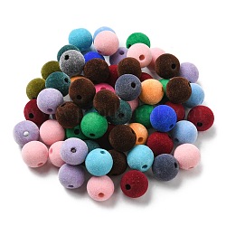 Flockige europäische Acrylperlen, Großloch perlen, Runde, Mischfarbe, 16x15 mm, Bohrung: 4 mm