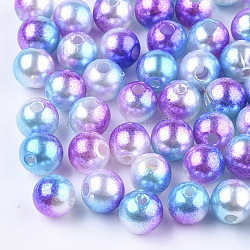 Perles en acrylique de perle d'imitation, ronde, moyen orchidée, 8mm, Trou: 1.2~2mm, environ 1800 pcs/500 g