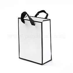 Sacs en papier rectangle, avec poignées, pour sacs-cadeaux et sacs à provisions, blanc, 16x12x0.6 cm