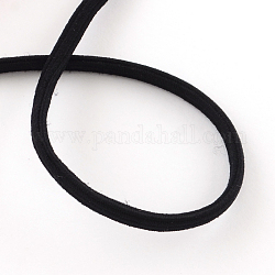 Corda elastico, con fibre esterno e gomma all'interno, nero, 5mm, circa 98.42 iarde (90 m)/fascio
