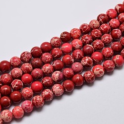 Fili di perle di diaspro imperiale naturale, tondo, tinto, rosso scuro, 8mm, Foro: 1 mm, circa 48pcs/filo, 15.7 pollice