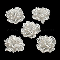 Cabuchones de resina opacos, 3 d flor, blanco, 21~25x21~25x10.5~11mm