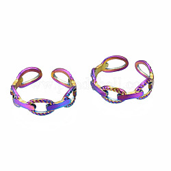 Polsini ovali aperti, anelli vuoti aperti, colore arcobaleno 304 anelli in acciaio inossidabile per le donne, misura degli stati uniti 7 1/2 (17.7mm)
