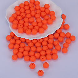 Round Silicone Focal Beads, Chewing Beads For Teethers, DIY Nursing Necklaces Making, Coral, 15mm, Hole: 2mm