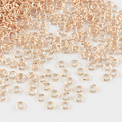 Iron Open Jump Rings, Cadmium Free & Lead Free, Rose Gold, 6x0.9mm, Inner Diameter: 4.2mm, about 10000pcs/1000g