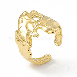 Chapado en iones (ip) 304 anillo de puño abierto de flor ancha de acero inoxidable para mujer, real 18k chapado en oro, diámetro interior: 17 mm