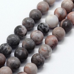 Chapelets de perles de jaspe zèbre rose naturel, ronde, 8~8.5mm, Trou: 0.8mm, Environ 47 pcs/chapelet, 14.96 pouce (38 cm)