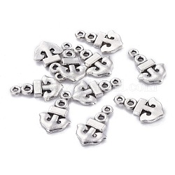 Tibetan Style Alloy Anchor Pendants, Cadmium Free & Nickel Free & Lead Free, Antique Silver, 17x10x2mm, Hole: 1.5mm, about 1420pcs/1000g