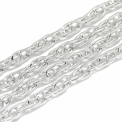 Цепочка из несварной алюминиевой канатной цепи, серебристый цвет, 7.2x4.6x1 мм, около 100 м / упаковка