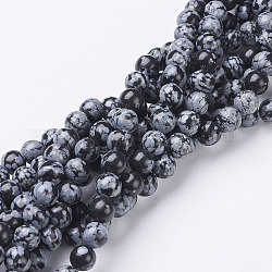Chapelets de perles de flocon de neige en obsidienne naturelle, ronde, 6mm, Trou: 0.8mm, Environ 60 pcs/chapelet, 15~16 pouce