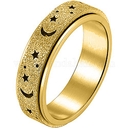 Вращающееся кольцо с луной и звездой из нержавеющей стали, кольцо для снятия стресса с тревожным кольцом spinner fidget band для женщин, золотые, размер США 10 (19.8 мм)