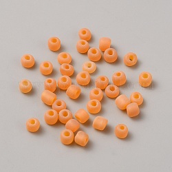 Abalorios de vidrio esmerilados, rerondana plana, naranja, 4~4.3x3.3~4mm, agujero: 1.2~1.5 mm