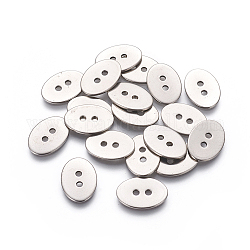 201 pulsanti in acciaio inox, ovale, 2-foro, colore acciaio inossidabile, 17x12x2mm, Foro: 1.8 mm