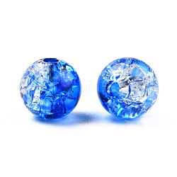 Perline di acrilico trasparente crackle, tondo, blu, 8x7.5mm, Foro: 1.8 mm, su 1700pc / 500g