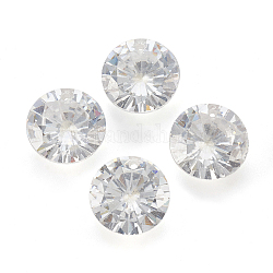 Cubic Zirconia Pointed Back Pendants, Faceted, Flat Round, Clear, 8mm, Hole: 1mm