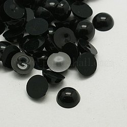 Cabochons en strass d'imitation acrylique de Taiwan, dos plat et lisse, demi-rond, dôme, noir, 12x6mm