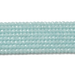 Brins de perles en pierre synthétique, facette, ronde, brillent dans le noir, lumière bleu ciel, 4x3.5mm, Trou: 0.7mm, Environ 102 pcs/chapelet, 14.37 pouce (36.5 cm)