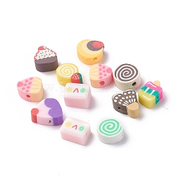Craftdady perles d'argile polymère faites à la main, forme de nourriture sucrée, couleur mixte, 8~12x8~10x5mm, Trou: 1.6mm