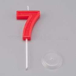 Paraffin Candles, Number Shaped Smokeless Candles, with Holder, Decorations for Wedding, Birthday Party, Random Single Color or Random Mixed Color, Num.7, 7: 99x32.5x8mm, Hole: 2.5mm