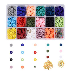 Manuell Polymer Ton Perlen, Mischformen, mit Messingperlen und leuchtenden Acrylperlen, für DIY Schmuck Bastelbedarf, Mischfarbe, 8x1 mm, Bohrung: 2 mm, 1870 Stück