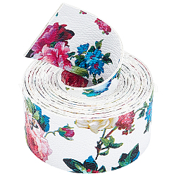Tela de cuero pu tela de flores de impresión, Para zapatos bolsa coser patchwork diy artesanía apliques, blanco, 3.75x0.2 cm