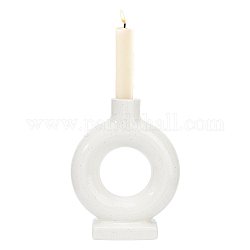 Kerzenhalter aus Porzellan, für Desktop-Dekor, runden Ring, weiß, 5.15x13.2x16.5 cm, Innendurchmesser: 2.2x1.8 cm