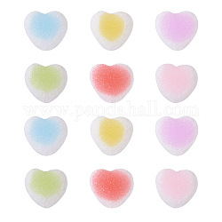 Yilisi 60pcs 6 colores resina cabujones accesorios, caramelo de baya de imitación, corazón, color mezclado, 16x17x6mm, 10 piezas / color