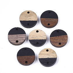 Connettori per collegamenti in resina e legno di noce, rotondo e piatto, nero, 15~15.5x3~4mm, Foro: 1.8 mm