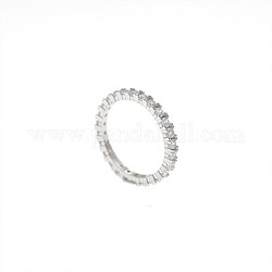 925 серебряное кольцо с кубическим цирконием в микропаве, прозрачные, платина, размер США 8 1/4 (18.3 мм)