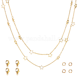Kits de joyas de diy, con cadenas de eslabones de estrella de latón soldado, cierres de pinza de langosta y anillas abiertas, dorado, 8x8x1mm, 5m / set