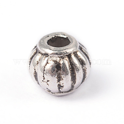 TIbetan Style Alloy Corrugated Beads, Lantern Spacer Beads, Cadmium Free & Lead Free, Antique Silver, 5x4mm, Hole: 2mm