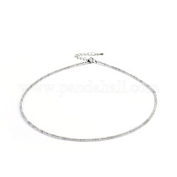 Natur Labradorit Perlen Halsketten, mit Messing-Zubehör, Runde, facettiert, Platin Farbe, 16.1 Zoll (41 cm)
