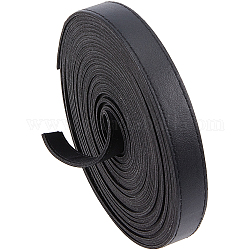 Gorgecraft 5м плоский шнур из искусственной кожи, для декора подушек, чёрные, 15x2 мм, около 5.47 ярда (5 м) / рулон