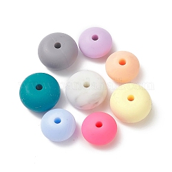 Perles de silicone, Diy soins infirmiers colliers faisant, pendentifs à mâcher pour les dentistes, rondelle, couleur mixte, 12~14x6~8mm, Trou: 2mm