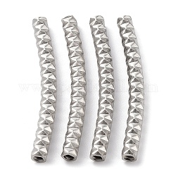 Perlas de tubo de 304 acero inoxidable, tubo curvado, color acero inoxidable, 40x4mm, agujero: 2.4 mm