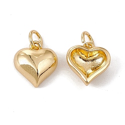 Encantos de latón, con anillo de salto, Sin cadmio y níque y plomo, chapado en rack, corazón, real 18k chapado en oro, 12x11x4.5mm, agujero: 3 mm
