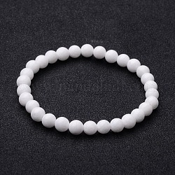 Blanc bracelets naturels stretch jade perles, 56mm