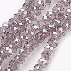 Chapelets de perles en verre électroplaqué, perle plaquée lustre, facette, rondelle, chardon, 6x4~5mm, Trou: 0.8~1mm, Environ 85~88 pcs/chapelet, 16.1~16.5 pouce (41~42 cm)