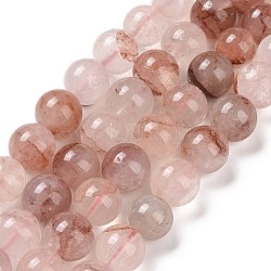 Brins de perles de quartz hématoïde rouge naturel/quartz ferrugineux, ronde, 12.5mm, Trou: 1.2mm, Environ 30 pcs/chapelet, 14.57'' (37 cm)