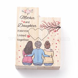 Bougeoir en bois, décorations d'affichage, rectangle avec le mot mère et fille, cadeau de fête des mères, blé, 44.5x44.5x99~120mm, 2 pièces / kit