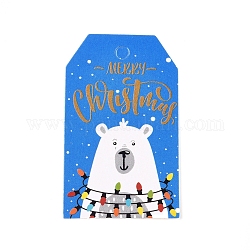 Etichette regalo in carta, tag hange, per arti e mestieri, per Natale, con il modello orso, colorato, 50x30x0.3mm, Foro: 5 mm