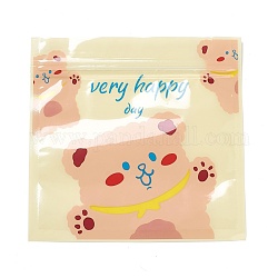 Пластиковая сумка для конфет с замком на молнии, прямоугольник с рисунком медведя, сумки для хранения, мешок с самоуплотнением, верхнего уплотнения, розовые, 13.4x13.5x0.2 см, односторонняя толщина: 2.5 мил (0.065 мм)