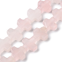 Fili di perline quarzo roso  naturale , croce, 13~13.5x12.5~13.5x4~5mm, Foro: 1 mm, circa 18pcs/filo, 9.21'' (23.4 cm)