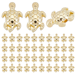 PandaHall 80pcs Sea Turtle Beads 13x9x4mm Golden Tortoise Charms Metal Alloy Animal Spacer Beads Tibetan Style Beads for Earring Bracelet Necklace Jewelry Making, 1.6mm Hole