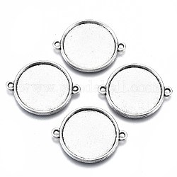 Tibetan Style Alloy Cabochon Connectors Settings, Cadmium Free & Lead Free, Flat Round, Antique Silver, Tray: 19.5mm, 28x22x2mm, Hole: 1.5mm, about 475pcs/1000g