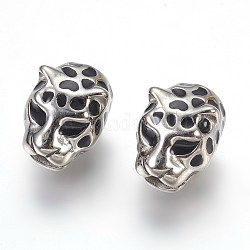 304 Stainless Steel Beads, Leopard, Antique Silver, 11x14x11mm, Hole: 2.8mm