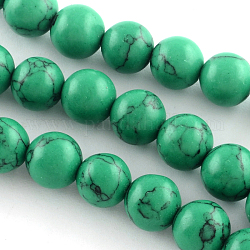 Synthetical Turquoise Gemstone Round Bead Strands, Dyed, Medium Sea Green, 8mm, Hole: 1.5mm, about 47~48pcs/strand, 15.7 inch