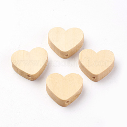 Unfinished Maple Wood Beads, Natural Wooden Beads, Heart, Navajo White, 19x20x6mm, Hole: 1.5~3mm