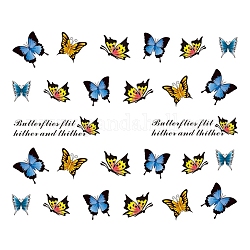 Autocollant de transfert d'eau d'art d'ongle, décalcomanies pour ongles en filigrane de fleur de papillon, pour femme filles ongles conception manucure conseils décoration, colorées, 6.125x5.3 cm
