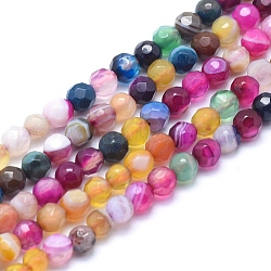 Natürliche Achat Perlen, gefärbt, facettiert rund, Mischfarbe, 6 mm, Bohrung: 1 mm, ca. 61 Stk. / Strang, 14.3 Zoll (36.5 cm)
